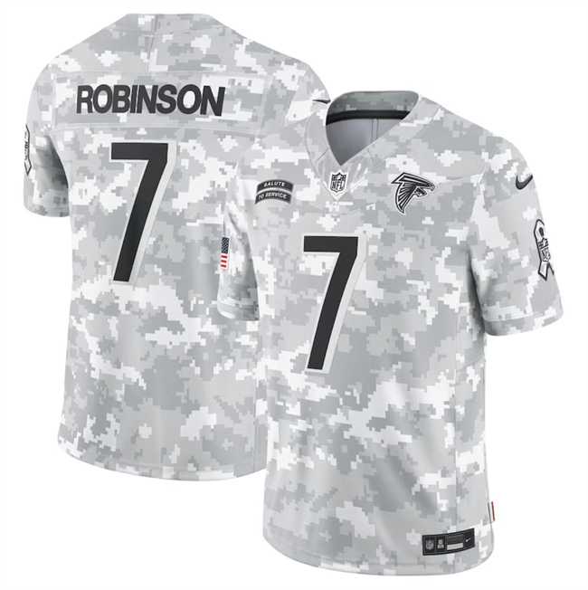 Mens Atlanta Falcons #7 Bijan Robinson 2024 Arctic Camo Salute To Service Limited Stitched Jersey Dyin->atlanta falcons->NFL Jersey